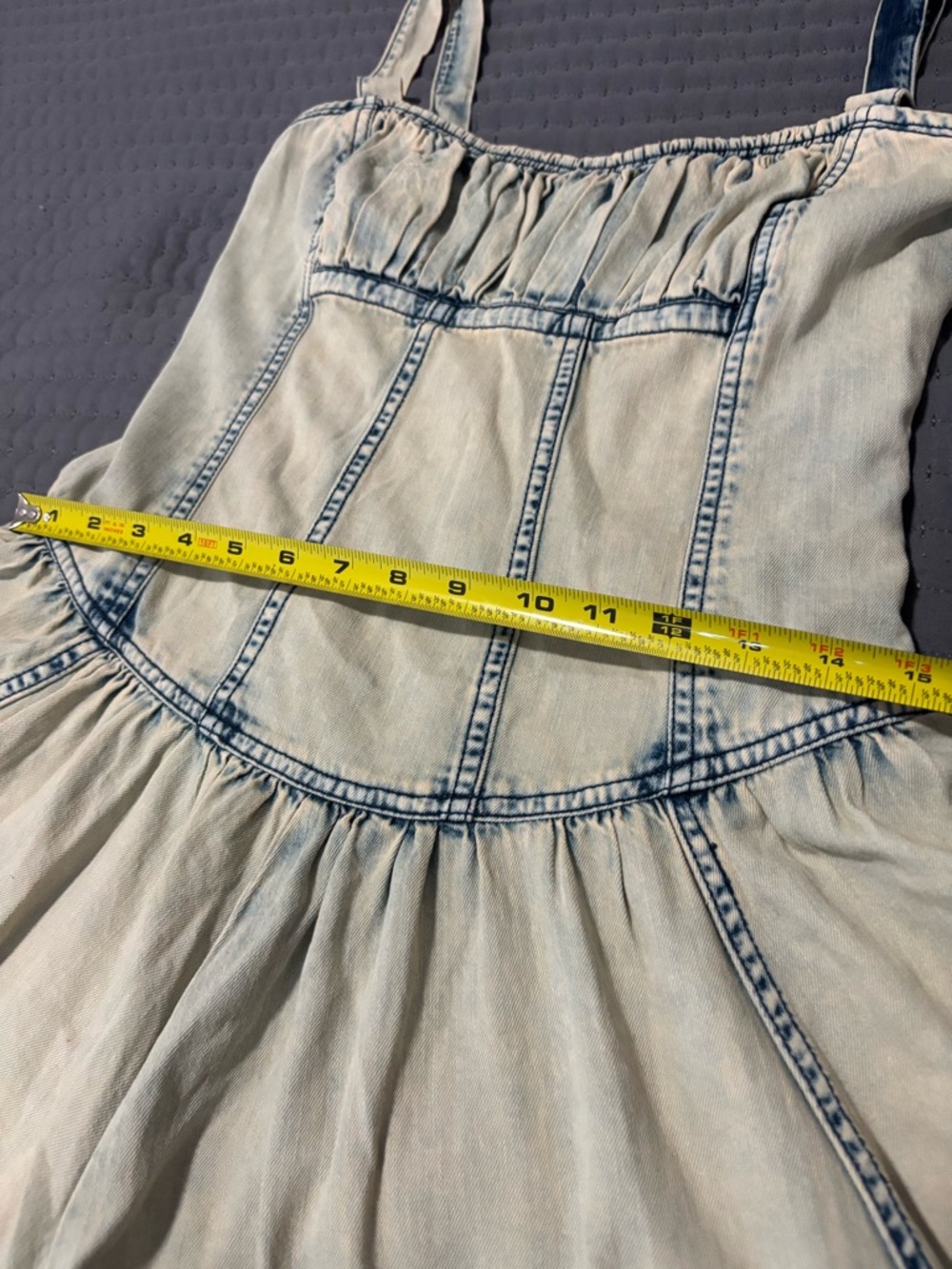 Pilcro Light Wash Denim Romper — Cream with Faded Blue Accents - Picture 11 of 15